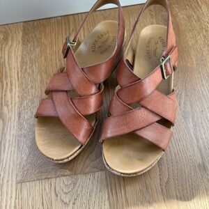Kork-Ease Tan Leather Wedge Sandals